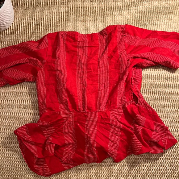 Red striped wrap LOFT Top - Picture 7 of 7